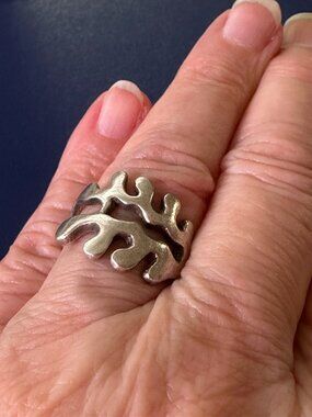 Vintage Sterling Silver 925 Abstract Branch Ring | Modernist Statement Ring-Sz 9
